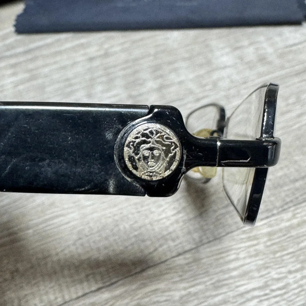 Versace Eyeglass Frames Mens 52-16-135‎ Black Medusa Made in Italy Clip-On 1009